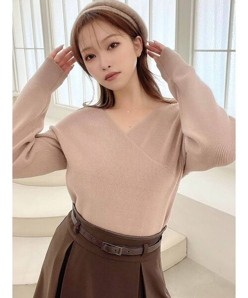 RESEXXY(リゼクシー)の「カシュクールニットトップス(ニット/セーター・レディース・ブラック/ベージュ/ブルー/アイボリー・FREE)」の8枚目の写真
