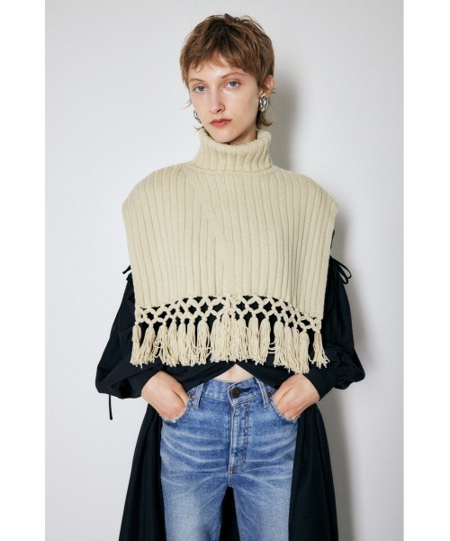 MOUSSY（マウジー）の「SHORT LENGTH KNIT ベスト（ベスト・レディース・ライトベージュ/ブラック・FREE）」の3枚目の写真