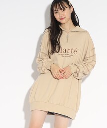 ◆ハーフジップぽわんミニワンピース