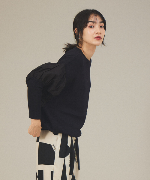 margaux(マルゴー)の「【MARGAUX】ドッキングボリュームニット(ニット/セーター・レディース・ブラック/ホワイト・フリー)」の2枚目の写真