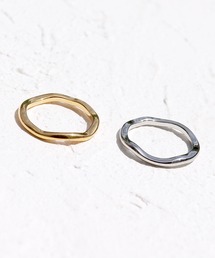 金属アレルギー対応 シンプルウェーブステンレスリング