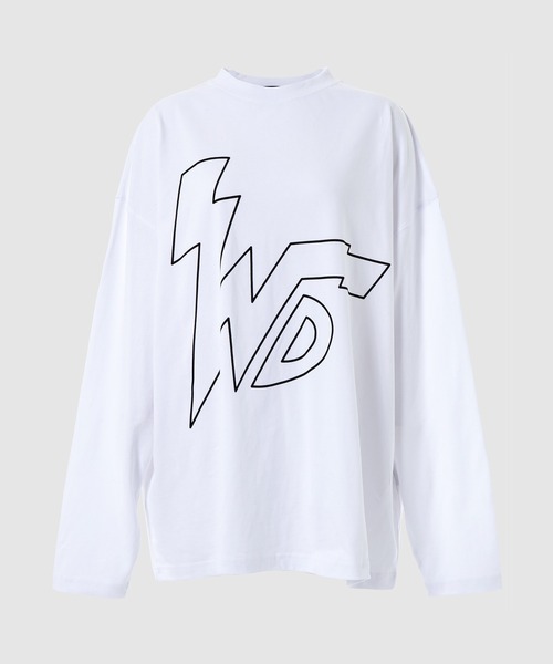 WE11DONE(ウェルダン)の「THUNDER WD LOGO LONG-SLEEVED T-SHIRT(Tシャツ/カットソー・レディース・ホワイト/ブラック・S/M)」の2枚目の写真