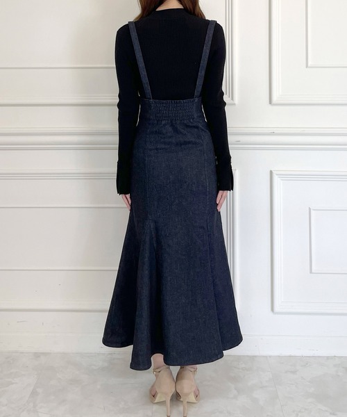 ROYAL PARTY（ロイヤルパーティー）の「サスペンダー付きデニムマーメイドスカート（デニムスカート・レディース・ネイビー/ブラック・マルチサイズ）」の9枚目の写真