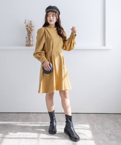 clear（クリア）の「ウエストタックミニワンピース（ワンピース・レディース・ブラック/ブラウン/マスタード/モカ/ダークオレンジ・F）」の15枚目の写真