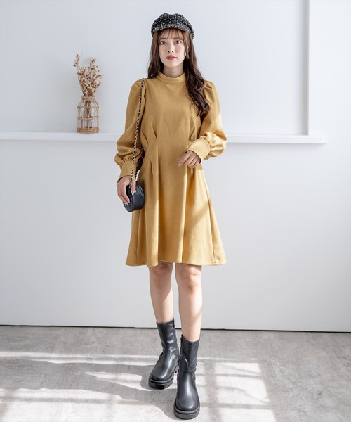 clear（クリア）の「ウエストタックミニワンピース（ワンピース・レディース・ブラック/ブラウン/マスタード/モカ/ダークオレンジ・F）」の16枚目の写真