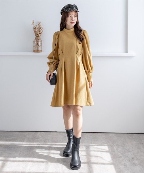 clear（クリア）の「ウエストタックミニワンピース（ワンピース・レディース・ブラック/ブラウン/マスタード/モカ/ダークオレンジ・F）」の17枚目の写真