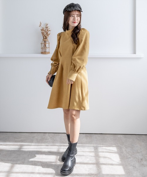 clear（クリア）の「ウエストタックミニワンピース（ワンピース・レディース・ブラック/ブラウン/マスタード/モカ/ダークオレンジ・F）」の21枚目の写真