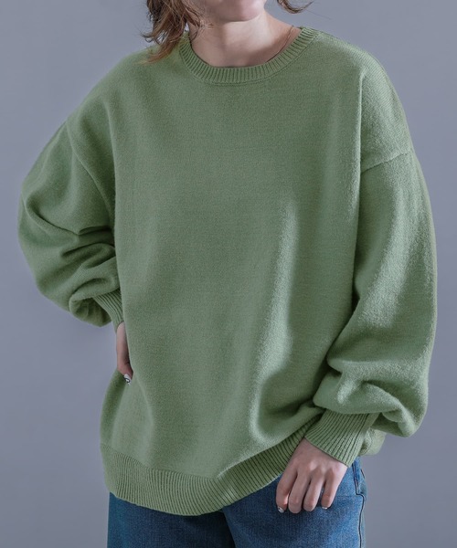 n'OrLABEL(ノアールレーベル)の「『ぽわん袖カラーニット』(ニット/セーター・レディース・チャコール/イエロー/オレンジ/ラベンダー/グリーン/ブルー/ブラック/ナチュラル・1/2)」の4枚目の写真