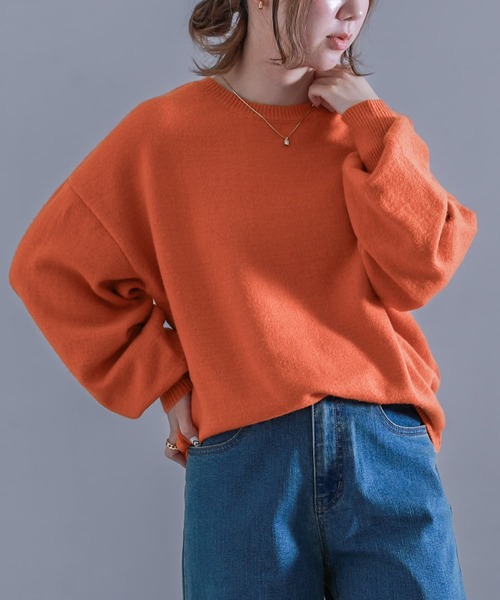 n'OrLABEL(ノアールレーベル)の「『ぽわん袖カラーニット』(ニット/セーター・レディース・チャコール/イエロー/オレンジ/ラベンダー/グリーン/ブルー/ブラック/ナチュラル・1/2)」の20枚目の写真