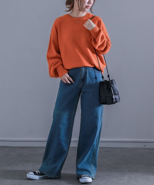 n'OrLABEL(ノアールレーベル)の「『ぽわん袖カラーニット』(ニット/セーター・レディース・チャコール/イエロー/オレンジ/ラベンダー/グリーン/ブルー/ブラック/ナチュラル・1/2)」の17枚目の写真