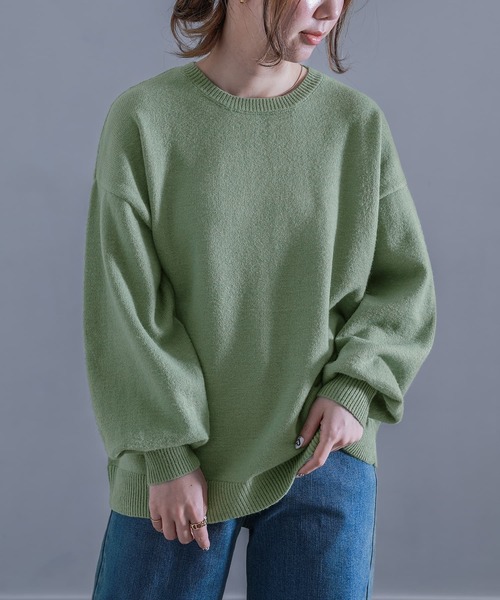 n'OrLABEL(ノアールレーベル)の「『ぽわん袖カラーニット』(ニット/セーター・レディース・チャコール/イエロー/オレンジ/ラベンダー/グリーン/ブルー/ブラック/ナチュラル・1/2)」の16枚目の写真