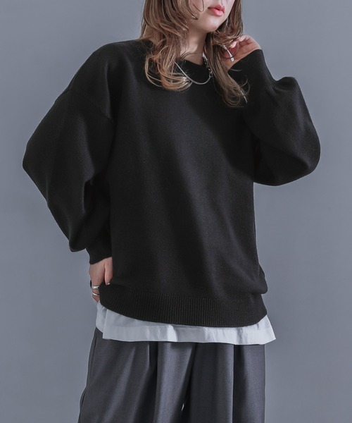 n'OrLABEL(ノアールレーベル)の「『ぽわん袖カラーニット』(ニット/セーター・レディース・チャコール/イエロー/オレンジ/ラベンダー/グリーン/ブルー/ブラック/ナチュラル・1/2)」の14枚目の写真