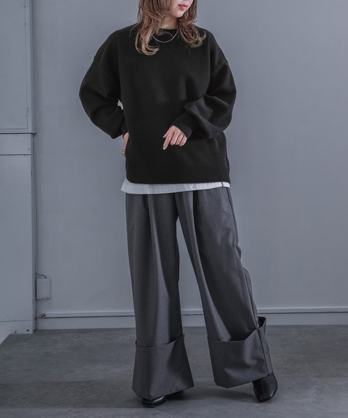 n'OrLABEL(ノアールレーベル)の「『ぽわん袖カラーニット』(ニット/セーター・レディース・チャコール/イエロー/オレンジ/ラベンダー/グリーン/ブルー/ブラック/ナチュラル・1/2)」の12枚目の写真