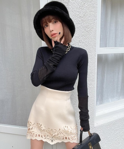 eimy istoire ♡ ダマスクカットミニスカート eimy istoire（エイミーイストワール）の「ダマスクカットミニ
