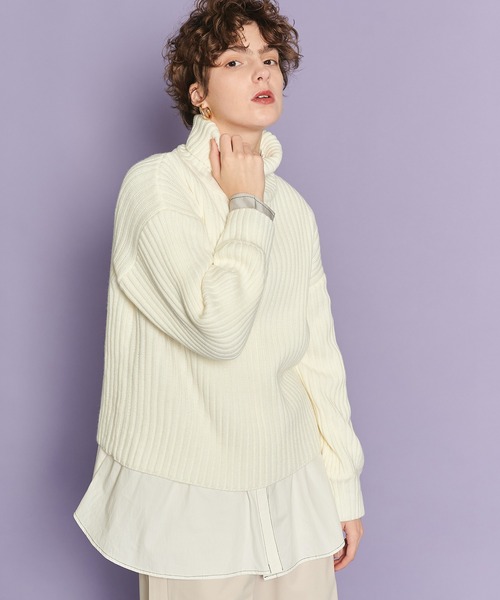 casane（カサネ）の「リブルーズタートルニット（ニット/セーター・レディース・ブラック/ホワイト・FREE）」の12枚目の写真