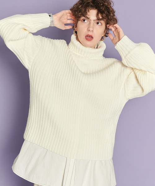 casane（カサネ）の「リブルーズタートルニット（ニット/セーター・レディース・ブラック/ホワイト・FREE）」の16枚目の写真