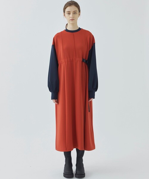 CITY TOKYO（シティトウキョウ）の「【洗える】バイカラースリーブレイヤードワンピース（ワンピース・レディース・カーキ/オレンジ・FREE）」の6枚目の写真
