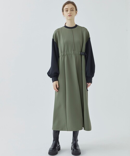 CITY TOKYO（シティトウキョウ）の「【洗える】バイカラースリーブレイヤードワンピース（ワンピース・レディース・カーキ/オレンジ・FREE）」の14枚目の写真