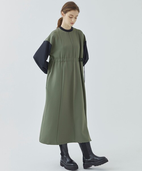 CITY TOKYO（シティトウキョウ）の「【洗える】バイカラースリーブレイヤードワンピース（ワンピース・レディース・カーキ/オレンジ・FREE）」の16枚目の写真