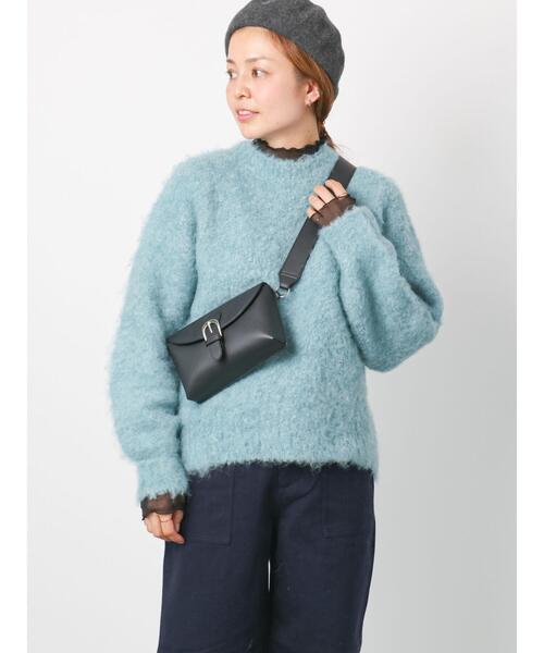 Lugnoncure（ルノンキュール）の「シャギークルーニット（ニット/セーター・レディース・グリーン/オフホワイト/ブルー・ﾌﾘ-）」の4枚目の写真