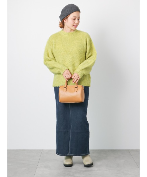 Lugnoncure（ルノンキュール）の「シャギークルーニット（ニット/セーター・レディース・グリーン/オフホワイト/ブルー・ﾌﾘ-）」の7枚目の写真