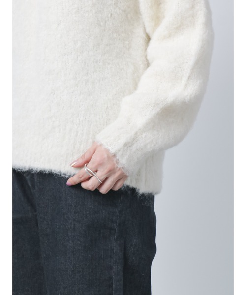 Lugnoncure（ルノンキュール）の「シャギークルーニット（ニット/セーター・レディース・グリーン/オフホワイト/ブルー・ﾌﾘ-）」の12枚目の写真