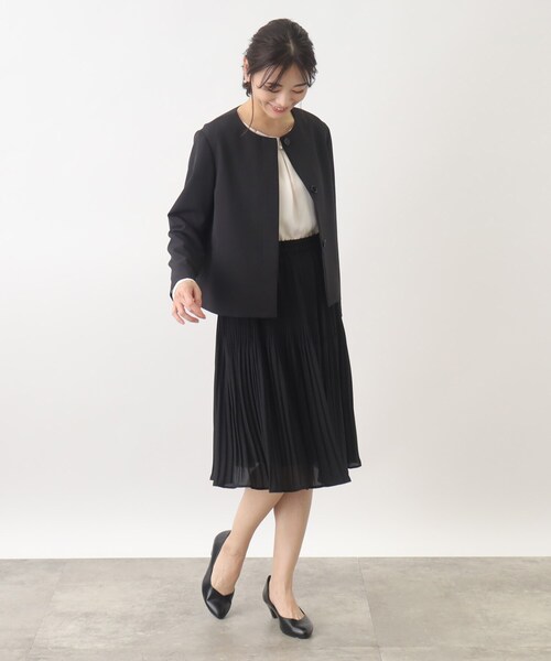 grove(グローブ)の「◆【洗える】防シワ対応のダブルクロスノーカラーショートジャケット(ノーカラージャケット・レディース・グレー系4/ナチュラル/ブラック/ネイビー・05/04/01/02/03)」の17枚目の写真