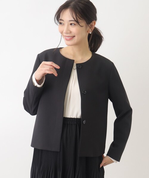 grove(グローブ)の「◆【洗える】防シワ対応のダブルクロスノーカラーショートジャケット(ノーカラージャケット・レディース・グレー系4/ナチュラル/ブラック/ネイビー・05/04/01/02/03)」の18枚目の写真