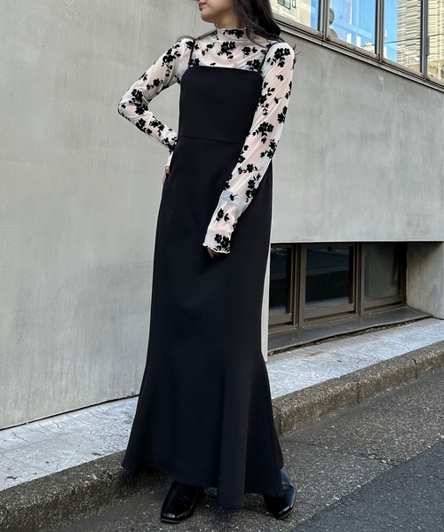 INGNI(イング)の「花柄フロッキーチュールトップス(Tシャツ/カットソー・レディース・ブラック/オフホワイト・M)」の8枚目の写真