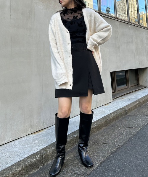 INGNI(イング)の「花柄フロッキーチュールトップス(Tシャツ/カットソー・レディース・ブラック/オフホワイト・M)」の3枚目の写真