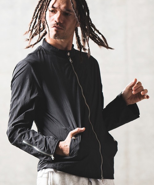 GLIMCLAP（グリムクラップ）の「mj9059- Wrinkles processing material riders jacket ライダースジャケット（ライダースジャケット・メンズ・ライトグレー/ブラック・S/M/L）」の2枚目の写真
