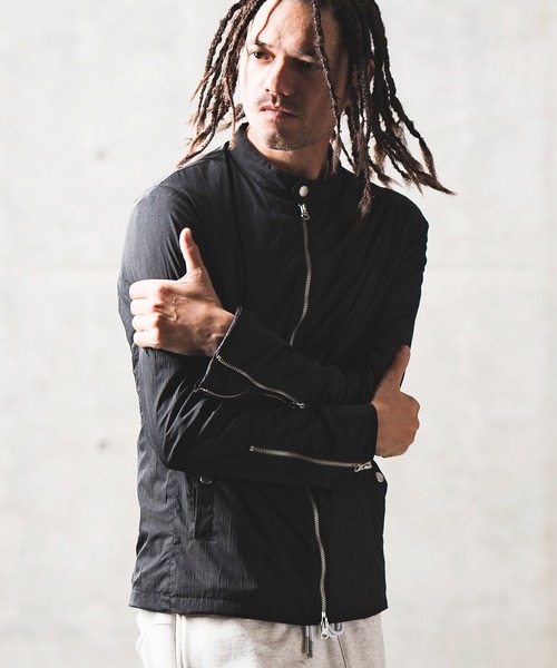 GLIMCLAP（グリムクラップ）の「mj9059- Wrinkles processing material riders jacket ライダースジャケット（ライダースジャケット・メンズ・ライトグレー/ブラック・S/M/L）」の11枚目の写真