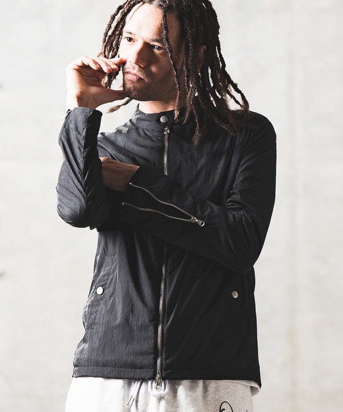 GLIMCLAP（グリムクラップ）の「mj9059- Wrinkles processing material riders jacket ライダースジャケット（ライダースジャケット・メンズ・ライトグレー/ブラック・S/M/L）」の12枚目の写真