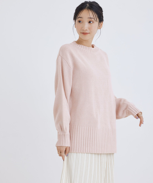 Jayro(ジャイロ)の「ボリュームスリーブ シンプルニット(ニット/セーター・レディース・ベージュ/パープル/イエロー/ブラック・M)」の14枚目の写真
