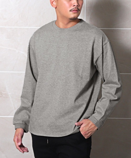 LUXSTYLE(ラグスタイル)の「ヘビーウェイトクルーネック無地ロンT(Tシャツ/カットソー・メンズ・チャコール/ネイビー/ホワイト/ブラック/杢グレー・M/L)」の3枚目の写真