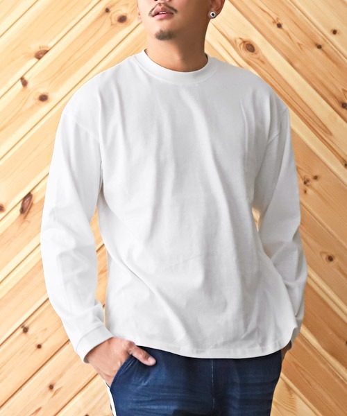 LUXSTYLE(ラグスタイル)の「ヘビーウェイトクルーネック無地ロンT(Tシャツ/カットソー・メンズ・チャコール/ネイビー/ホワイト/ブラック/杢グレー・M/L)」の2枚目の写真