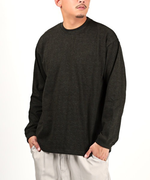 LUXSTYLE(ラグスタイル)の「ヘビーウェイトクルーネック無地ロンT(Tシャツ/カットソー・メンズ・チャコール/ネイビー/ホワイト/ブラック/杢グレー・M/L)」の4枚目の写真