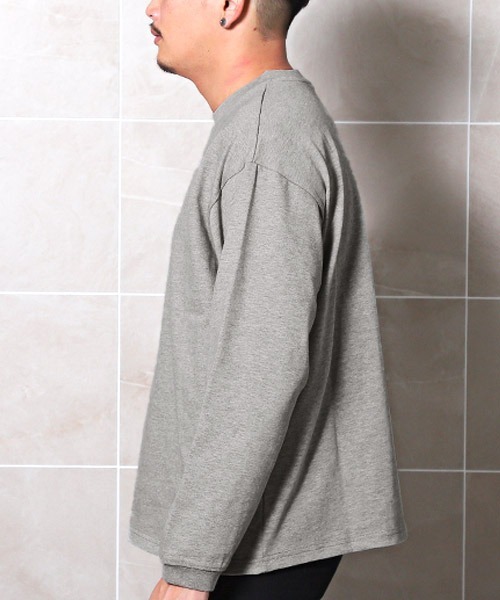 LUXSTYLE(ラグスタイル)の「ヘビーウェイトクルーネック無地ロンT(Tシャツ/カットソー・メンズ・チャコール/ネイビー/ホワイト/ブラック/杢グレー・M/L)」の12枚目の写真