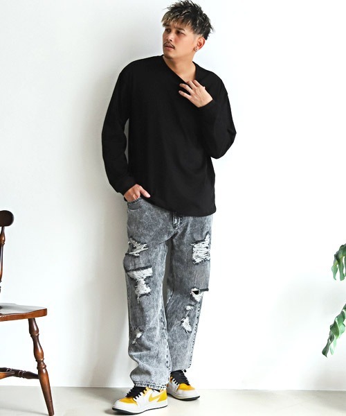 LUXSTYLE(ラグスタイル)の「ヘビーウェイトクルーネック無地ロンT(Tシャツ/カットソー・メンズ・チャコール/ネイビー/ホワイト/ブラック/杢グレー・M/L)」の10枚目の写真