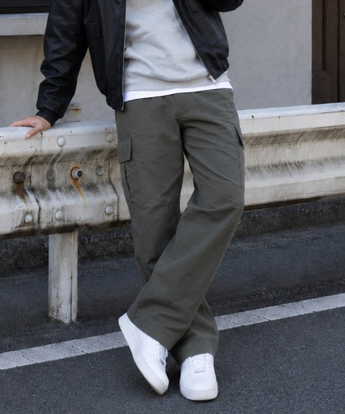 NYLAUS(ナイラス)の「【Nylaus】ストレートシルエット カーゴパンツ ロングパンツ イージーパンツ(カーゴパンツ・メンズ・ブラック/ベージュ/チャコール/カーキ・M/S/L/LL)」の4枚目の写真