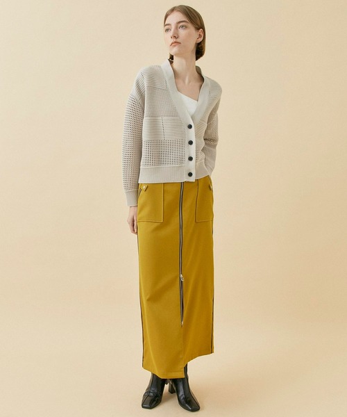 CITY TOKYO（シティトウキョウ）の「メッシュコンビニットカーディガン（カーディガン/ボレロ・レディース・オレンジ/サックスブルー/ベージュ/ブラック・FREE）」の5枚目の写真