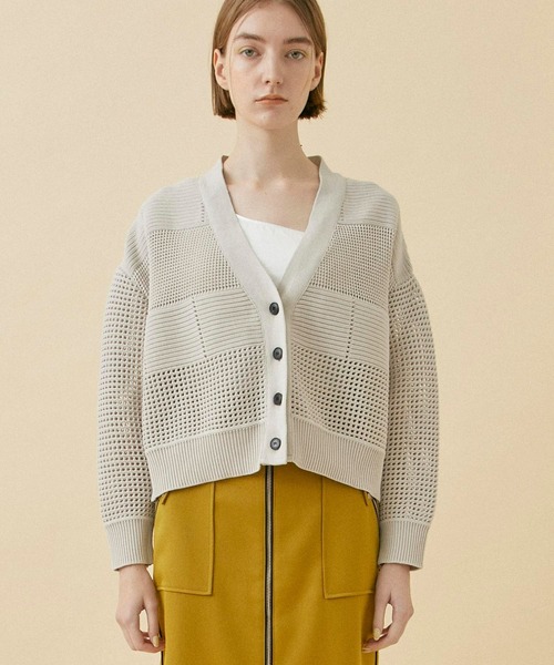 CITY TOKYO（シティトウキョウ）の「メッシュコンビニットカーディガン（カーディガン/ボレロ・レディース・オレンジ/サックスブルー/ベージュ/ブラック・FREE）」の7枚目の写真