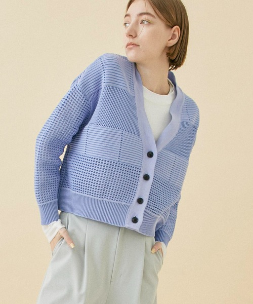 CITY TOKYO（シティトウキョウ）の「メッシュコンビニットカーディガン（カーディガン/ボレロ・レディース・オレンジ/サックスブルー/ベージュ/ブラック・FREE）」の13枚目の写真