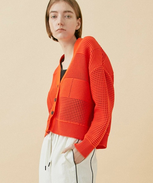 CITY TOKYO（シティトウキョウ）の「メッシュコンビニットカーディガン（カーディガン/ボレロ・レディース・オレンジ/サックスブルー/ベージュ/ブラック・FREE）」の22枚目の写真