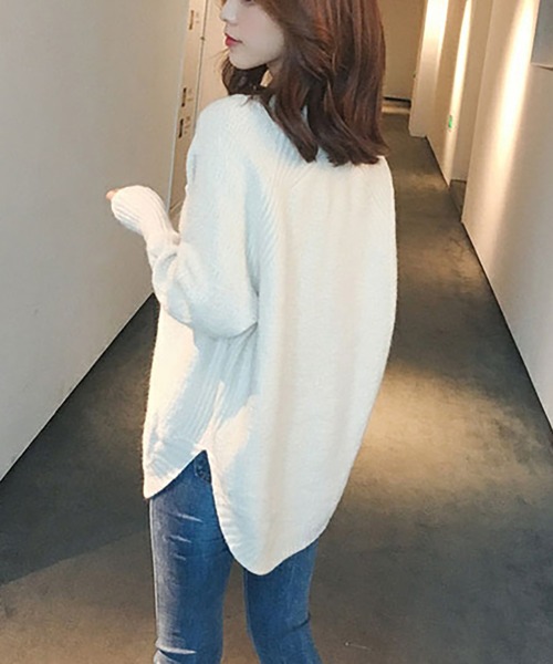 NinaetLina（ニナエリナ）の「Vネックニット（ニット/セーター・レディース・モカ/ブラック/ホワイト/ピンク・FREE）」の6枚目の写真