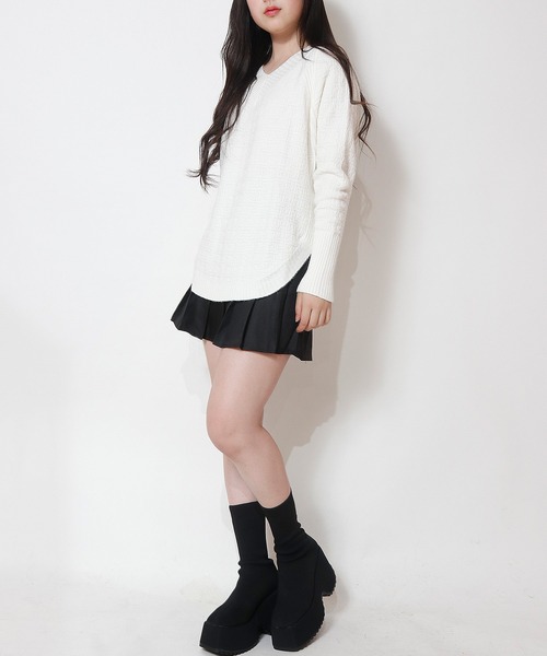NinaetLina（ニナエリナ）の「Vネックニット（ニット/セーター・レディース・モカ/ブラック/ホワイト/ピンク・FREE）」の20枚目の写真