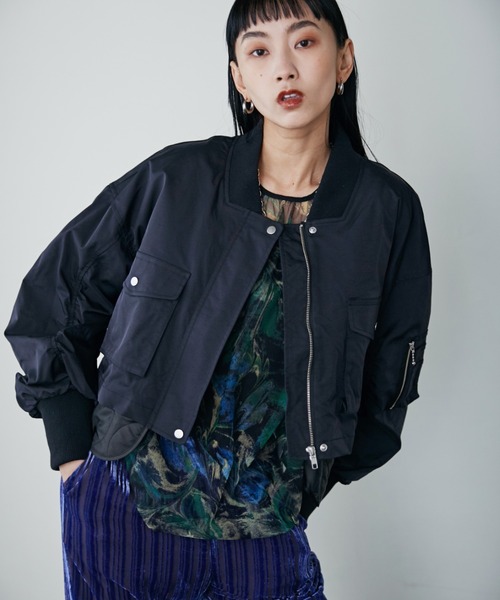 ROSE BUD(ローズバッド)の「クロップドMA-1(MA-1・レディース・ブラウン/ブラック・FREE)」の2枚目の写真