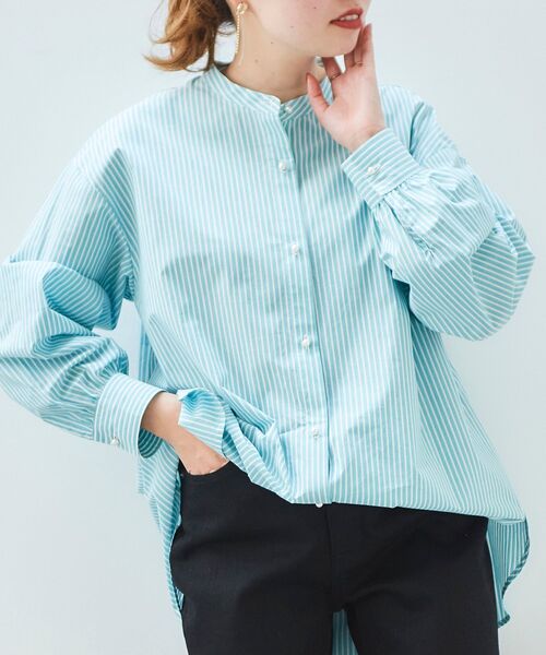 le.coeur blanc（ルクールブラン）の「パールボタンギャザー2wayシャツ（シャツ/ブラウス・レディース・オフホワイト/グリーン系その他/ブルー系その他2・38）」の14枚目の写真