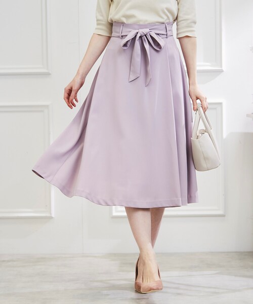 couture brooch（クチュールブローチ）の「◆【オフィスカジュアル・通勤にも】ネオシャンブルラップ風スカート（スカート・レディース・サックスブルー/ブラウン系その他/ネイビー/ライトパープル・42/36/38/40）」の4枚目の写真