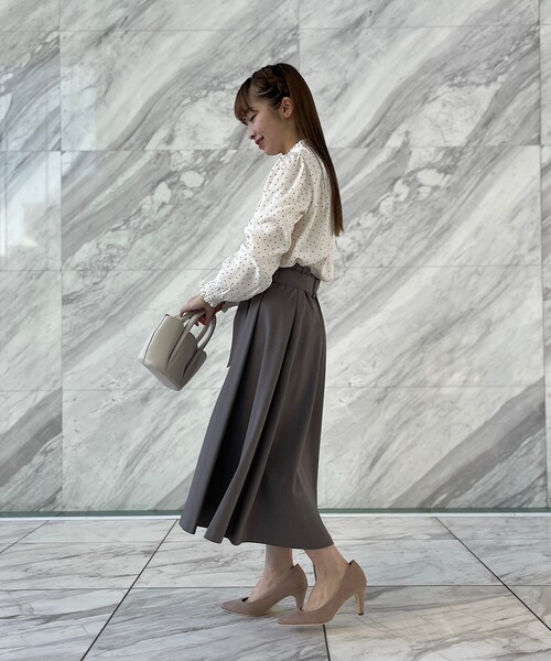 couture brooch（クチュールブローチ）の「◆【オフィスカジュアル・通勤にも】ネオシャンブルラップ風スカート（スカート・レディース・サックスブルー/ブラウン系その他/ネイビー/ライトパープル・42/36/38/40）」の11枚目の写真